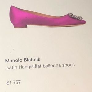 New Manolo Blahni .satin Hangisiflat ballerina shoes size 39 1/2